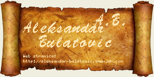 Aleksandar Bulatović vizit kartica